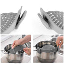 Siliconen Afdruiprek voor Pan – Flexibel Waterfilter – Universele Clip – Hittebestendig – Grijs