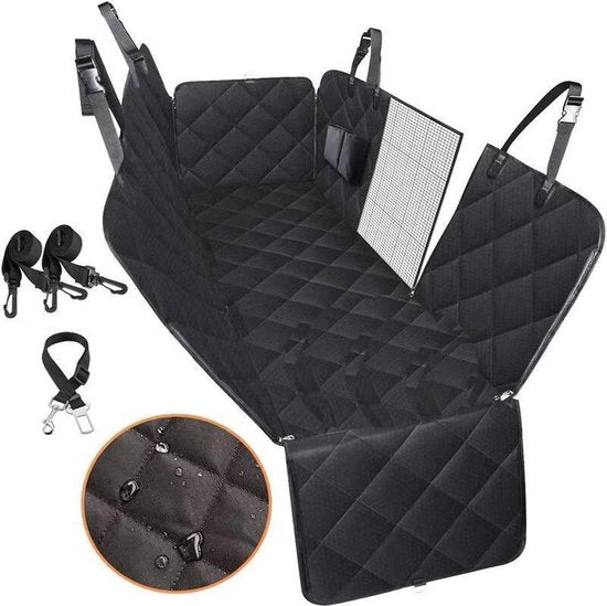 TDR - Hondendeken Auto Achterbank en Kofferbak - Beschermhoes - Hondenkleed - Honden Deken Auto Achterbank - 137x147 cm - Zwart