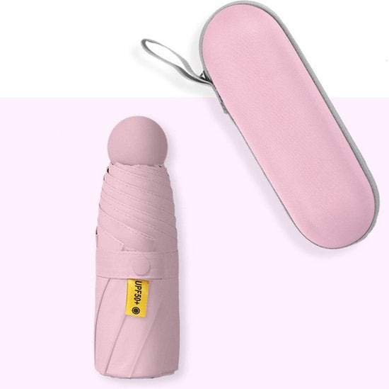 Opvouwbare Paraplu -Windproof-Zonbescherming Anti-Uv UPF50 + met gratis Reisetui-roze