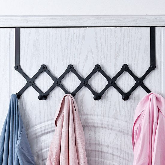 RVS Deurhanger met 6 haken - zwart