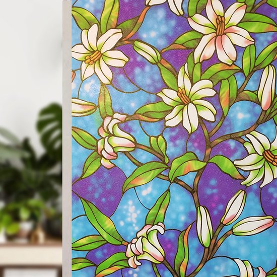 Milieuvriendelijke PVC Glasfolie - Leliebloemen - 90x200 cm