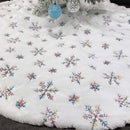 Elegante Kerstboomrok - 122 cm - Wit met Kleurrijke Sneeuwvl