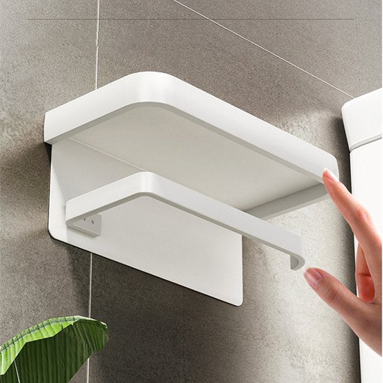 Moderne Toiletpapierhouder met Plank, wit 18x10,5x8cm