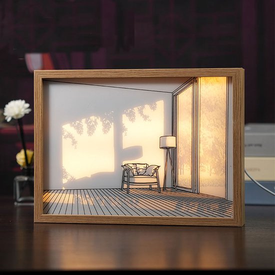 Wandkunst Lamp – 22 x 16,8 x 4,5 cm – USB - Unieke LED Decoratie met Lichtmodi: Minimalist, Dawn, Afternoon Glow & Golden Hour