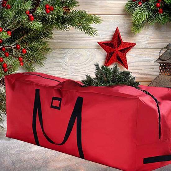 Duurzame Opbergzak - Perfect voor Kerstboom, Kleding en Dekens - Extra Stevig en Waterbestendig - Met Handgrepen voor Gemakkelijk Dragen - 162 x 36 x 74,5 cm - Stijlvol Rood