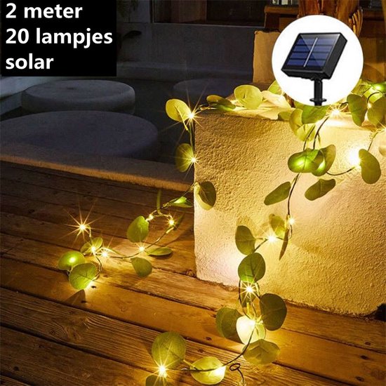 Xtraworks-led lamp op zonne solar light string eucalyptus wijnstok 2 meter 20 lichten