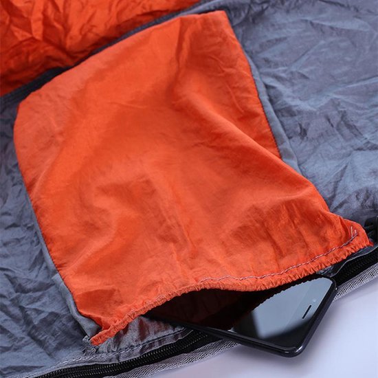 TDR-Hangmat met klamboe 260*140cm-Muggennet-ultralicht/ draagbaar -oranje en lichtgrijs