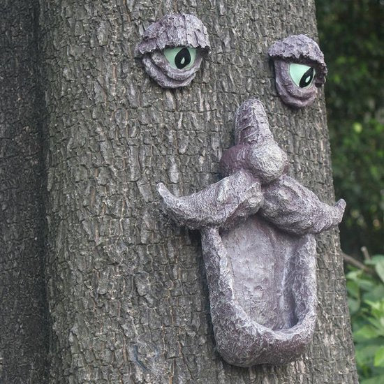 TDR - Voederhuisje - in de vorm van een boom gezicht - Gemaakt van natuurlijke hars