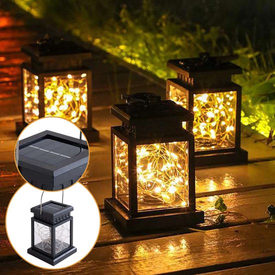 Zonne-sterrenpaleislantaarn koperdraad Sterrenpaleislantaarn warm licht 30 kralen