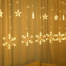LED Sterren- en Sneeuwvloklichtgordijn - 3,5 Meter - Warme Kerstverlichting voor Binnen & Buiten - Betoverende Kerstdecoratie - 8 Verlichtingsmodi - Warm Wit