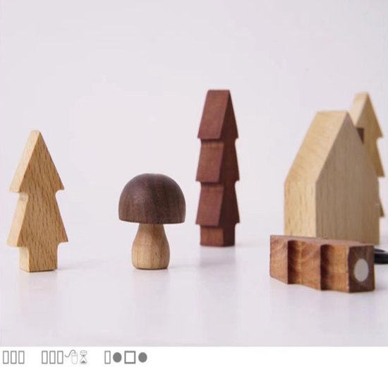 houten Sleutelkastje met zwarte haakjes-decoratieve sleutelrek-6 haakjes