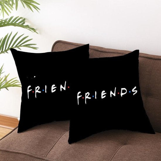 Sierkussensloop - Thema: Friends - Tekst: "Friends" - 45 x 45 cm - Zwart
