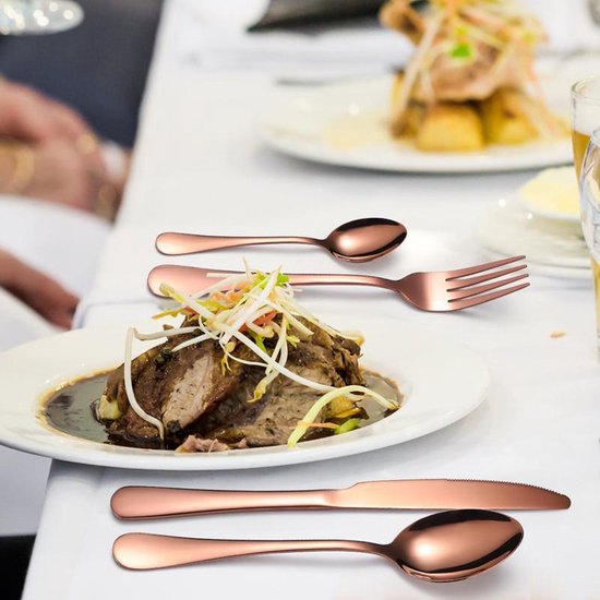 Roestvrijstalen bestekset 24-delig met koffer - Roségoud