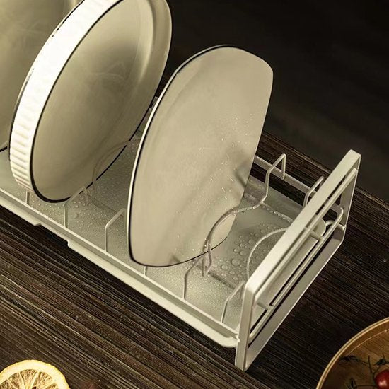 Multifunctioneel Metalen Afdruiprek met witte opvangbak-Kast Organizers-afwasrek-wit