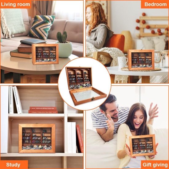 Angst Boekenplank – Houten Miniatuur Display (10×12×7 cm)