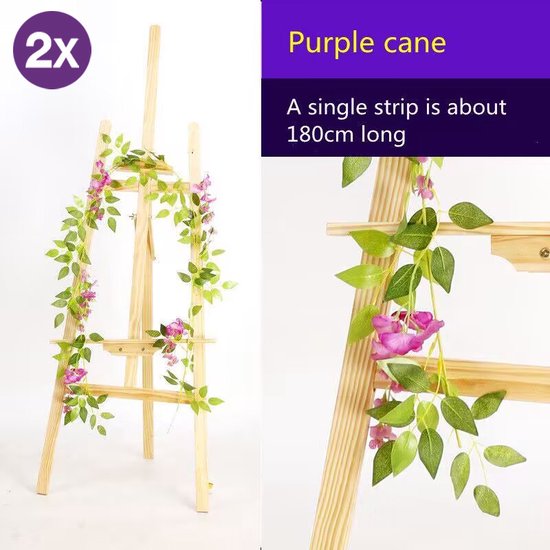 2stuks Gesimuleerde wisteria rank- kunstplanten slinger-Decoratieve plant voor diverse toepassingen-180cm- paars rood