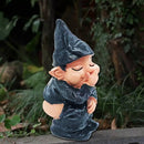 Ondeugende tuinkabouter - Tuindecoratie 6x5x12cm