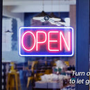 LED Neon Open Bord – Lichtreclame – 42x22cm – Rood/Blauw – Voor Binnen & Buiten – Inclusief Ophangketting