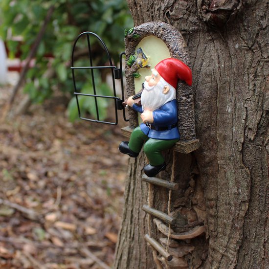 Kabouter met Viool - Duurzame Tuin Hanger met Nachtglow