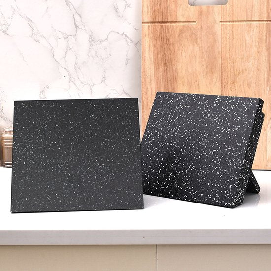 Keuken Opvouwbare Magnetische Messenblok -Messenblok Zonder Messen- Modern en Ruimtebesparend Ontwerp- zwart met witte spikkels