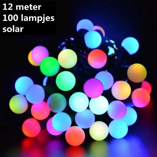 Tuinverlichting zonne-energie 12m 100 LED bollen multicolor
