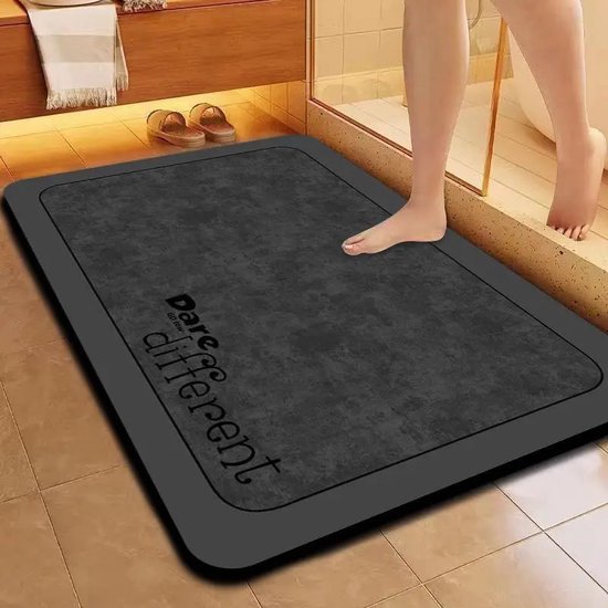 Luxueuze Antislip Badmat – Waterabsorberend & Snel Droog – Veilig en Comfortabel – Donkergrijs- 60x90 cm - Modern en Strak Design