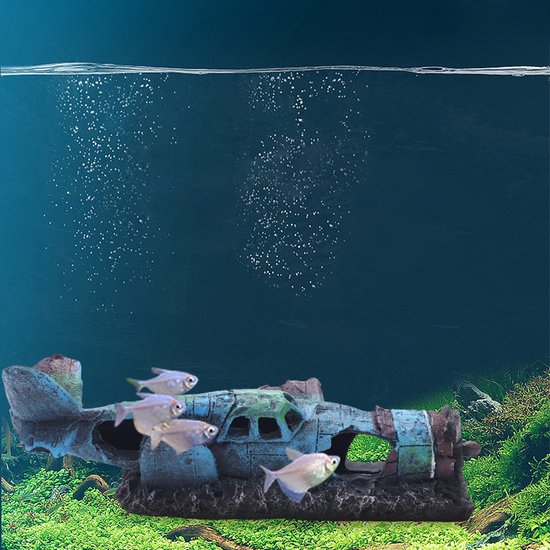 Aquarium decoratie - Gevechtsvliegtuigen - Realistische hars ornamenten voor vistank landschapsarchitectuur - Duurzaam en stabiel - Ideaal voor zoet- en zoutwateraquaria 22*9.5*8CM