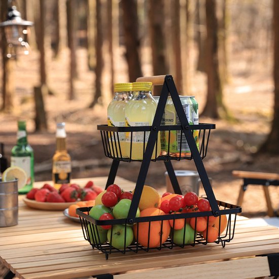 Stijlvolle 2-laagse Fruitschaal – Ruimtebesparend en Modern Ontwerp voor een Trendy Keuken