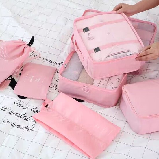 Packing Cubes 9-Delig – Koffer Organizer Reistassen – Duurzame Bagage Opbergset – Roze