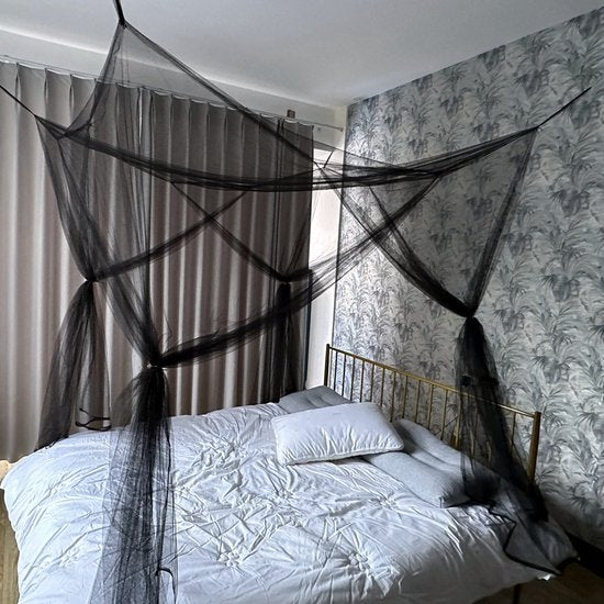 Vierkante klamboe 4 deuren zwart 210x240x190 cm