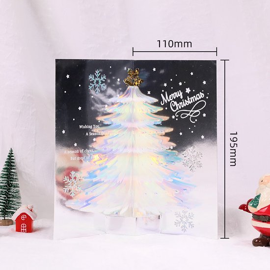 Unikorf 2x 3D-Kerstboom Pop-up Kaart - Magisch Blauw