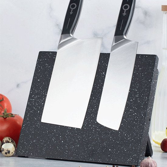 Keuken Opvouwbare Magnetische Messenblok -Messenblok Zonder Messen- Modern en Ruimtebesparend Ontwerp- zwart met witte spikkels