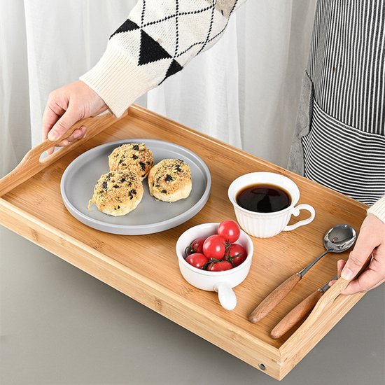 1. Opklapbare Draagbare Bamboe Bedtafel - 50*30*6CM