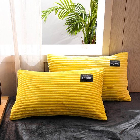 Luxe Flanellen Winter Beddengoedset - 3-Delig - Geel/Grijs