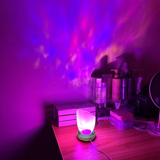 Nachtlampje met watergolf en afstandsbediening - 16 kleuren