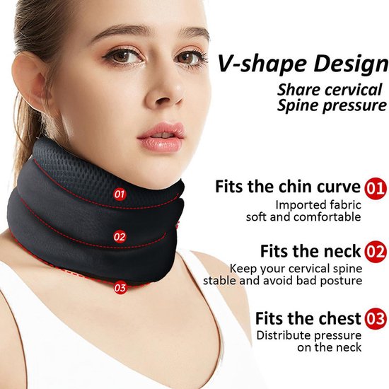 Ergonomische 3-standen Ademend Nekbrace Verstelbaar Zwart