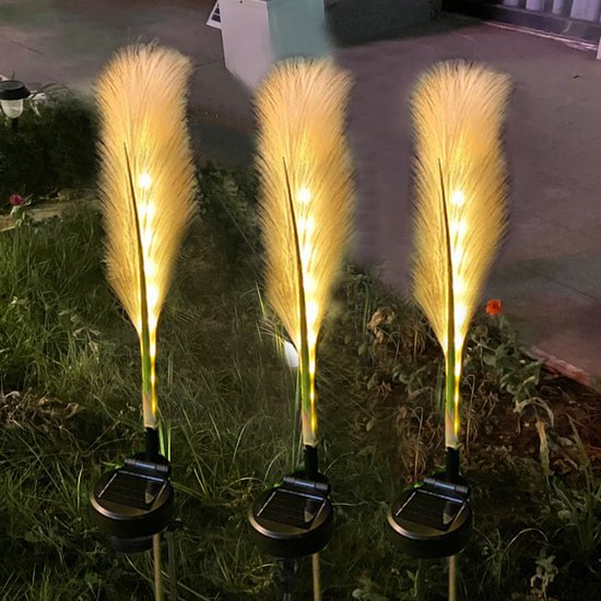 LED zonne-energie rieten lamp - Decoratieve en energiezuinige lamp voor uw tuin, patio of veranda- warm licht