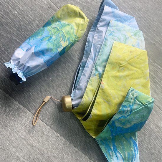 Opvouwbare Paraplu met Van Gogh Schilderij - Korenveld met Cipressen-Zonbescherming Anti-Uv UPF50 + -Windproof - Compact en Draagbaar - Lichtgewicht - Duurzaam Ø102cm