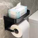 Moderne en Stijlvolle Toiletpapierhouder met Praktische Plank -Perfect voor Elke Badkamer-zwart 18*10,5*8cm