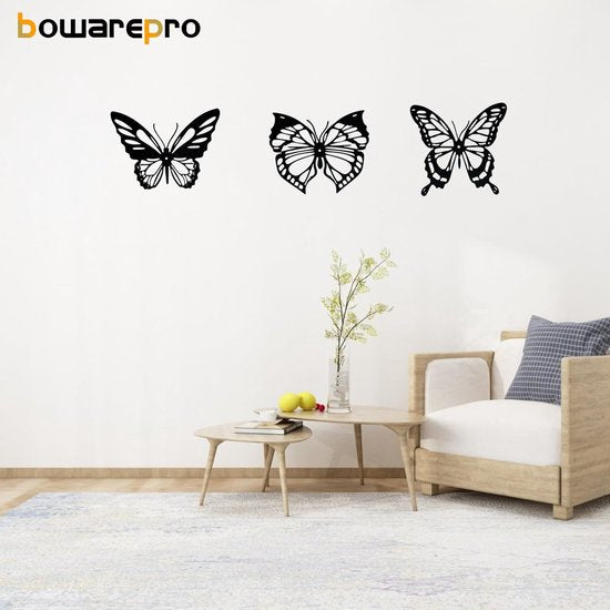 Metalen Vlinder Wanddecoratie 3-pack – Modern Zwart – Binnen & Buiten – 3D Effect – Uniek Design – afbeelding 17