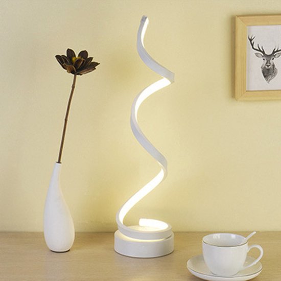 Elegante tafellamp - LED verlichting -dimbaar en oplaadbaar- spiraalvormig design voor elk interieur - wit