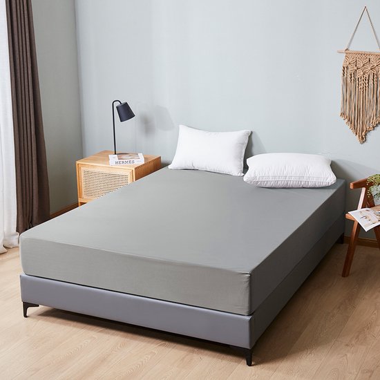 Matrashoes - Ademend & Antibacterieel - Waterdicht - Bescherm uw matras tegen vloeistoffen & allergieën - 160x200x30 cm - Grijs