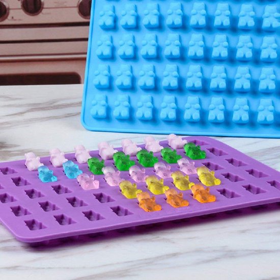 TDR-Gummy beer vorm  ijsblokjes-Siliconen mal + pipet -set van 4 (rood, blauw, groen, oranje)