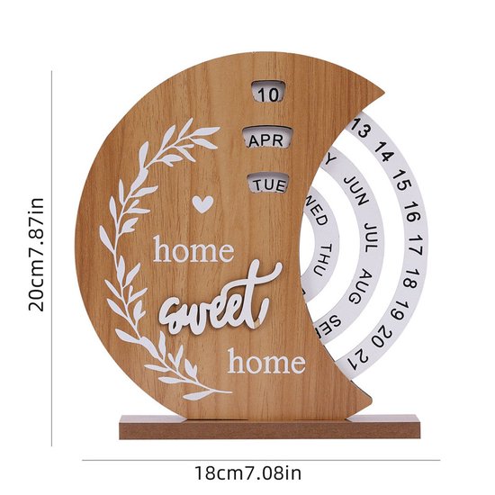 Houten Maanvormige Draaikalender - Home Sweet Home Design