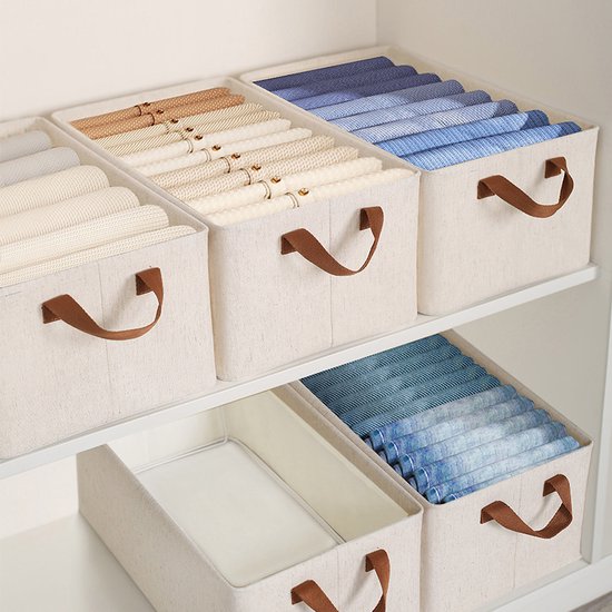 Merkloos 2x Katoen-Linnen 25L Opbergbox met stalen frame