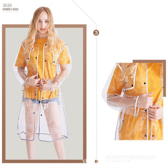 Transparante Regenjas met Capuchon - Reflecterende Rand - Waterafstotend - EVA - One Size