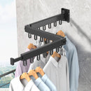 Uittrekbaar Wanddroogrek - Robuust en Ruimtebesparend - Hoge Draagkracht - Handig Wasrek Hangend aan de Muur-zwart