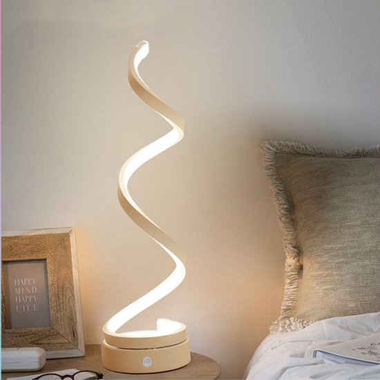 Elegante tafellamp - LED verlichting -dimbaar en oplaadbaar- spiraalvormig design voor elk interieur - wit
