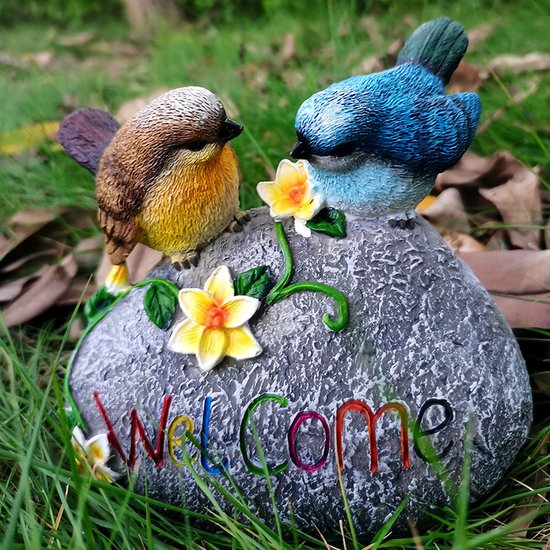 Prachtige Landelijke Hars Vogeldecoratie met Warm Welkom- Duurzaam en Charmant- 15*6*14cm