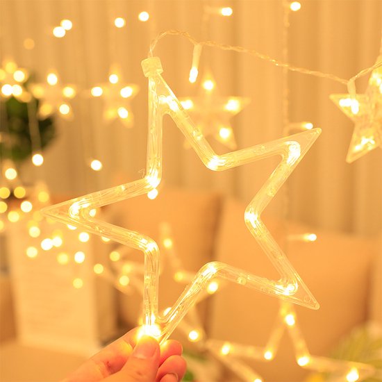 Sterrenhemel- Lichtketting met sterren-Verlichting voor Buiten & Binnen- LED lichtgordijn met 8 verlichtingsmodi - warm licht met 1.5M snoer 220V